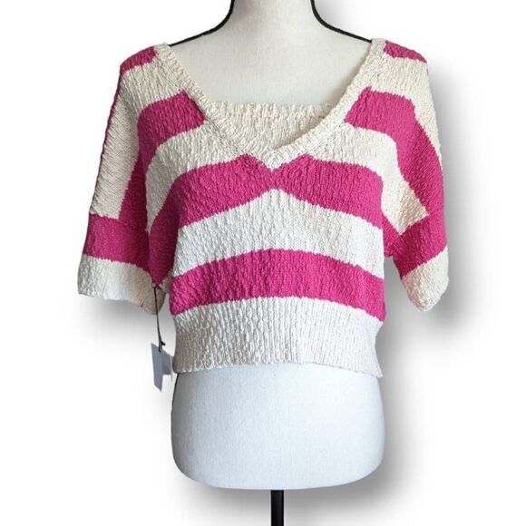 Callahan Women's Knitwear Hot Pink Margot Crop Top Size Small - Picture 1 of 11
